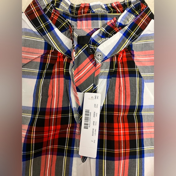 J Crew K5932 Holiday Ready White Tartan Plaid Ruffle-Neck Sleeveless Top - Picture 4 of 4